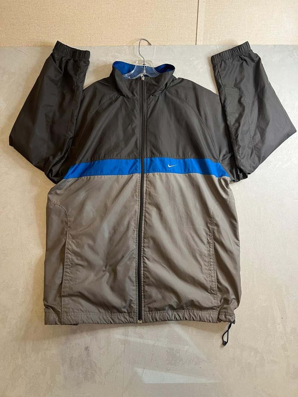 Nike Vintage Colorblock Windbreaker Jacket Gray Blue Black